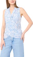 Vince Camuto Print Crossover Wrap Sleeveless Knit Top