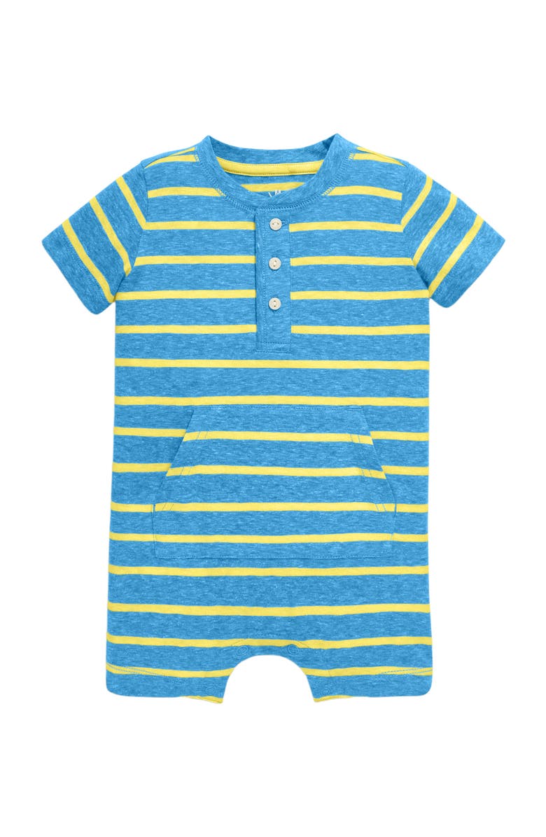 Primary Baby Heathered Henley Shortie In Stripe, Alternate, color, Cornflower Banana Stripe