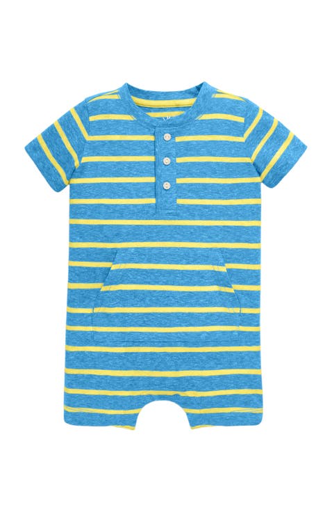 Baby Heathered Henley Shortie In Stripe