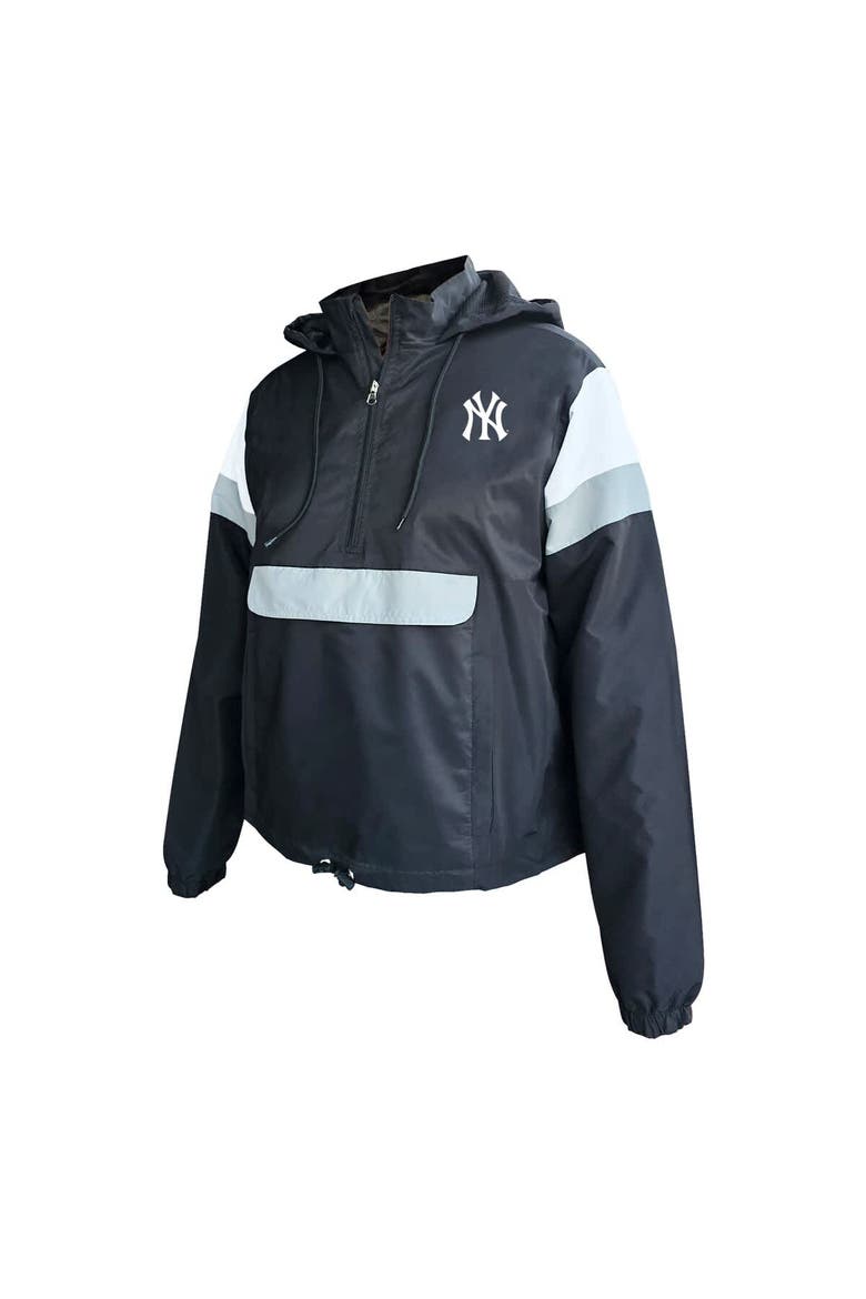 Women's Profile Black New York Yankees Plus Size Anorak Hoodie Quarter-Zip Pullover, Alternate, color, Black