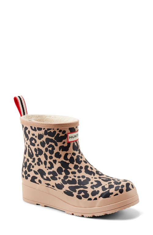 Hunter Play Short Faux Shearling Lined Waterproof Rain Boot In Neutral