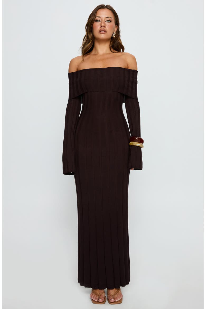Ellouisa Long Sleeve Rib Knit Maxi Dress, Alternate, color, CHOCOLATE