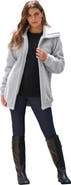 Roaman's Plus Size High Collar Teddy Fleece Bomber