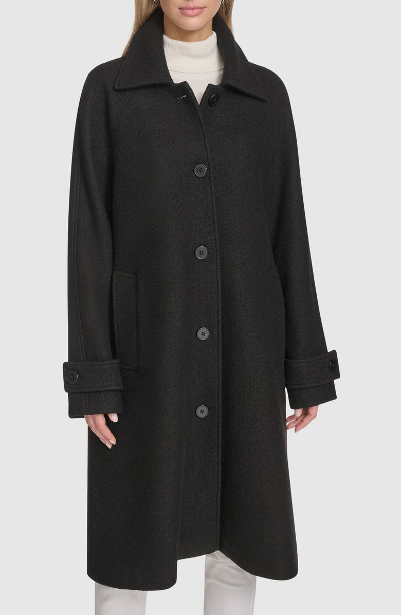 Andrew Marc Jupiter Wool Blend Balmacaan, Main, color, Black
