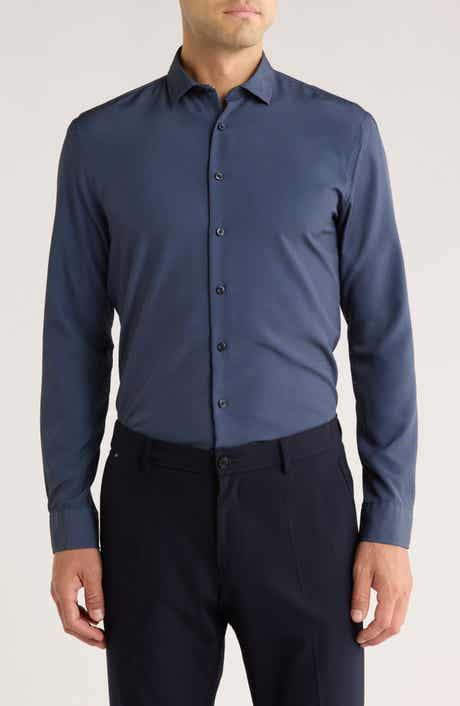 SOUL OF LONDON Geometric Stretch Button-Up Shirt