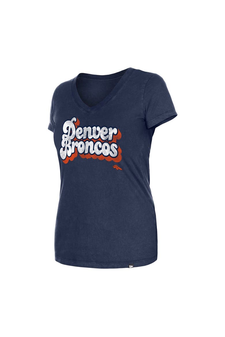 Women's New Era Charcoal Denver Broncos Enzyme Wash Low V-Neck T-Shirt, Alternate, color, Charcoal