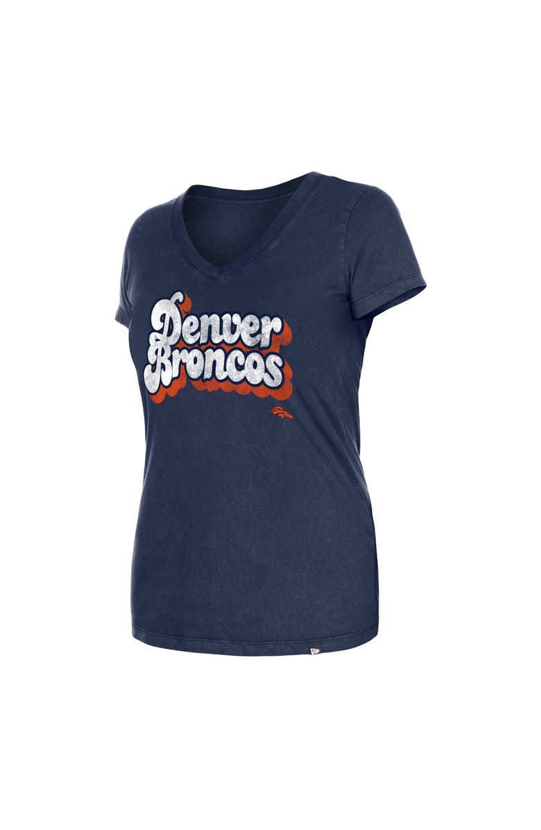 New Era Women's New Era Charcoal Denver Broncos Enzyme Wash Low V-Neck T-Shirt, Alternate, color, Charcoal