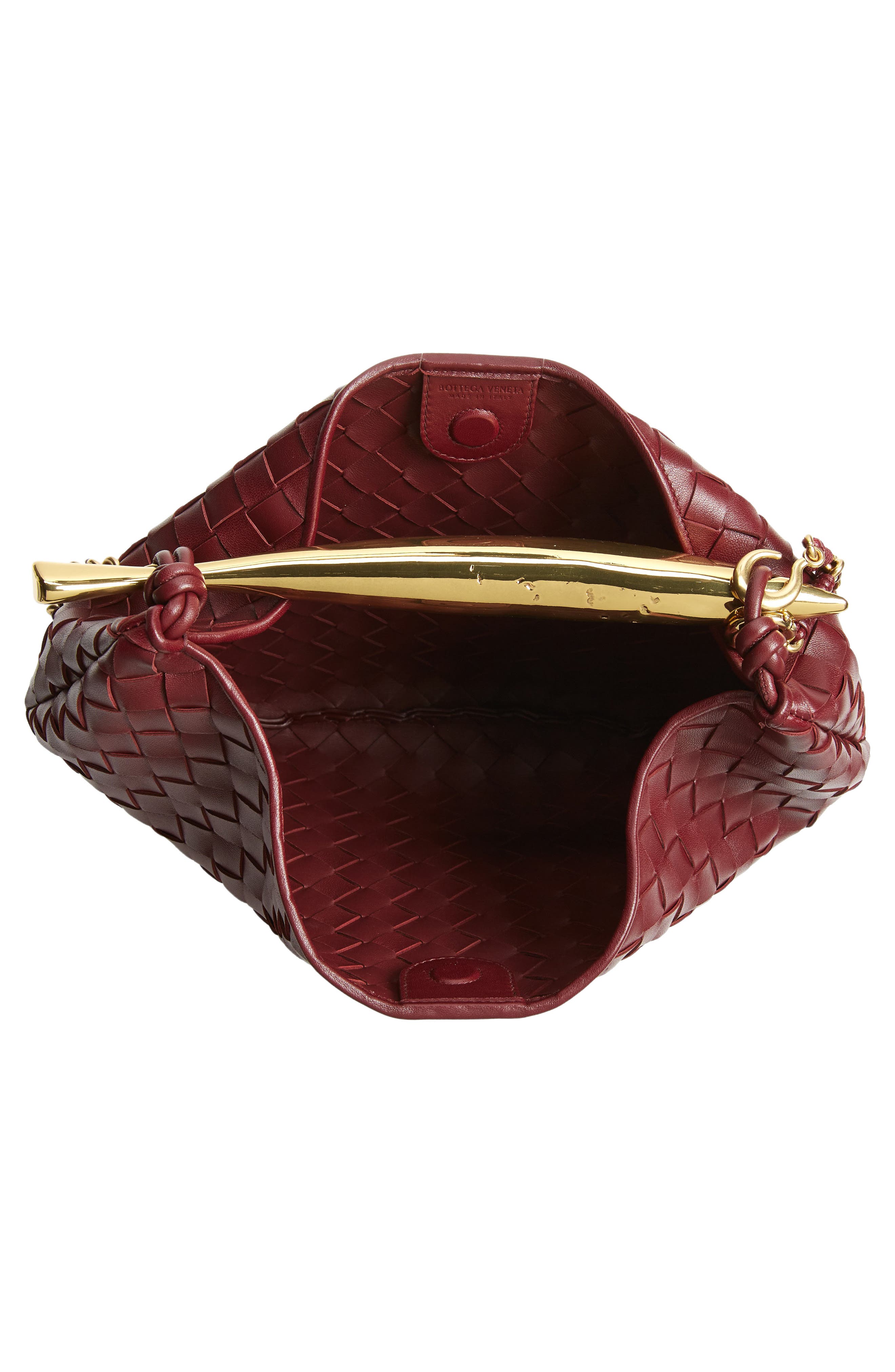 Bottega Veneta Small Sardine Intrecciato Leather Top Handle Bag, Alternate, color, Barolo/ Brass