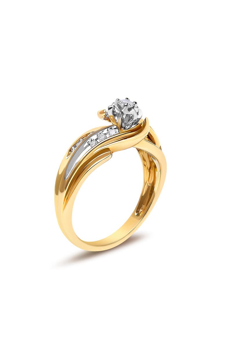 Haus of Brilliance 14K Yellow Gold 1/4 Cttw Round Diamond Wave Motif Bypass Ring, Alternate, color, Yellow Gold