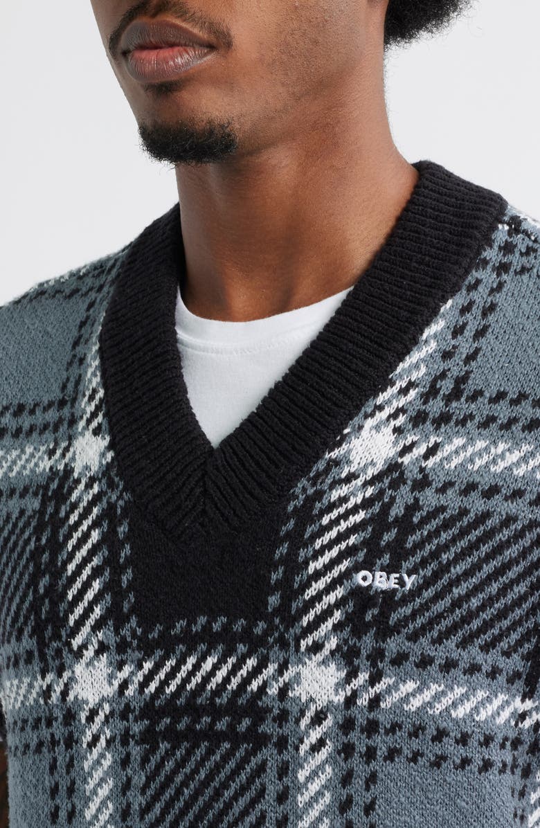 Obey Avon Plaid Sweater Vest, Alternate, color, Cold Black Multi