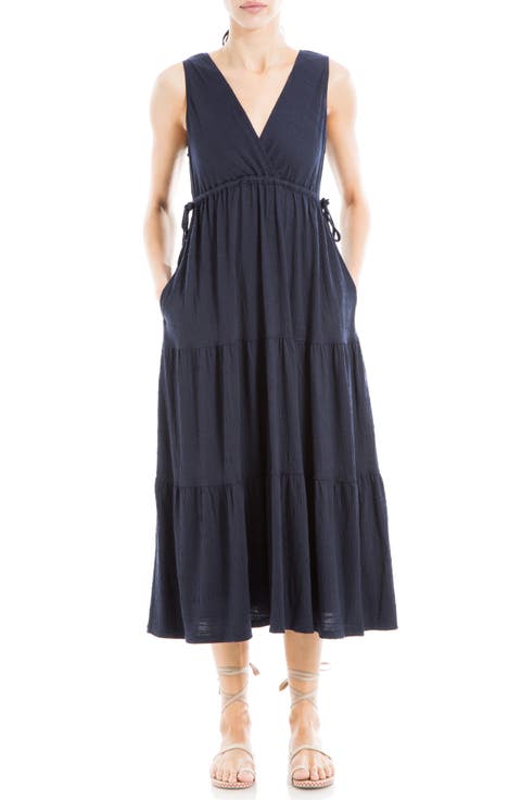 V-Neck Sleeveless Tiered Maxi Dress
