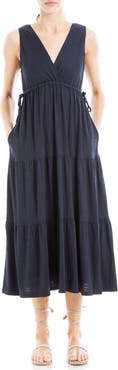 MAX STUDIO V-Neck Sleeveless Tiered Maxi Dress