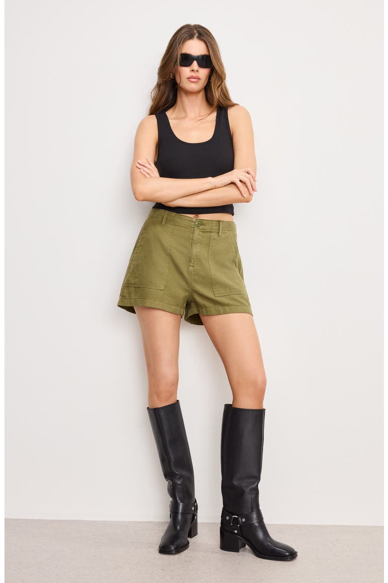 Lite Cotton Blend Shorts, Alternate, color, MARTINI OLIVE002