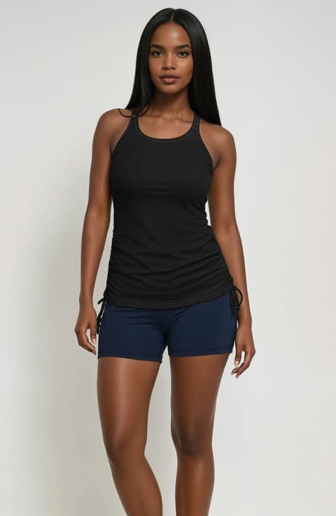 Maya Tankini Swim Top With Removable Cups and Navy Swim Shorts Set