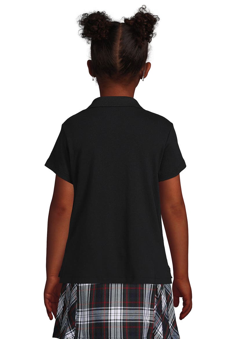 School Uniform Girls Short Sleeve Feminine Fit Interlock Polo Shirt, Alternate, color, Black