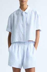 A.L.C. Mel Short Sleeve Button-Up Linen Shirt