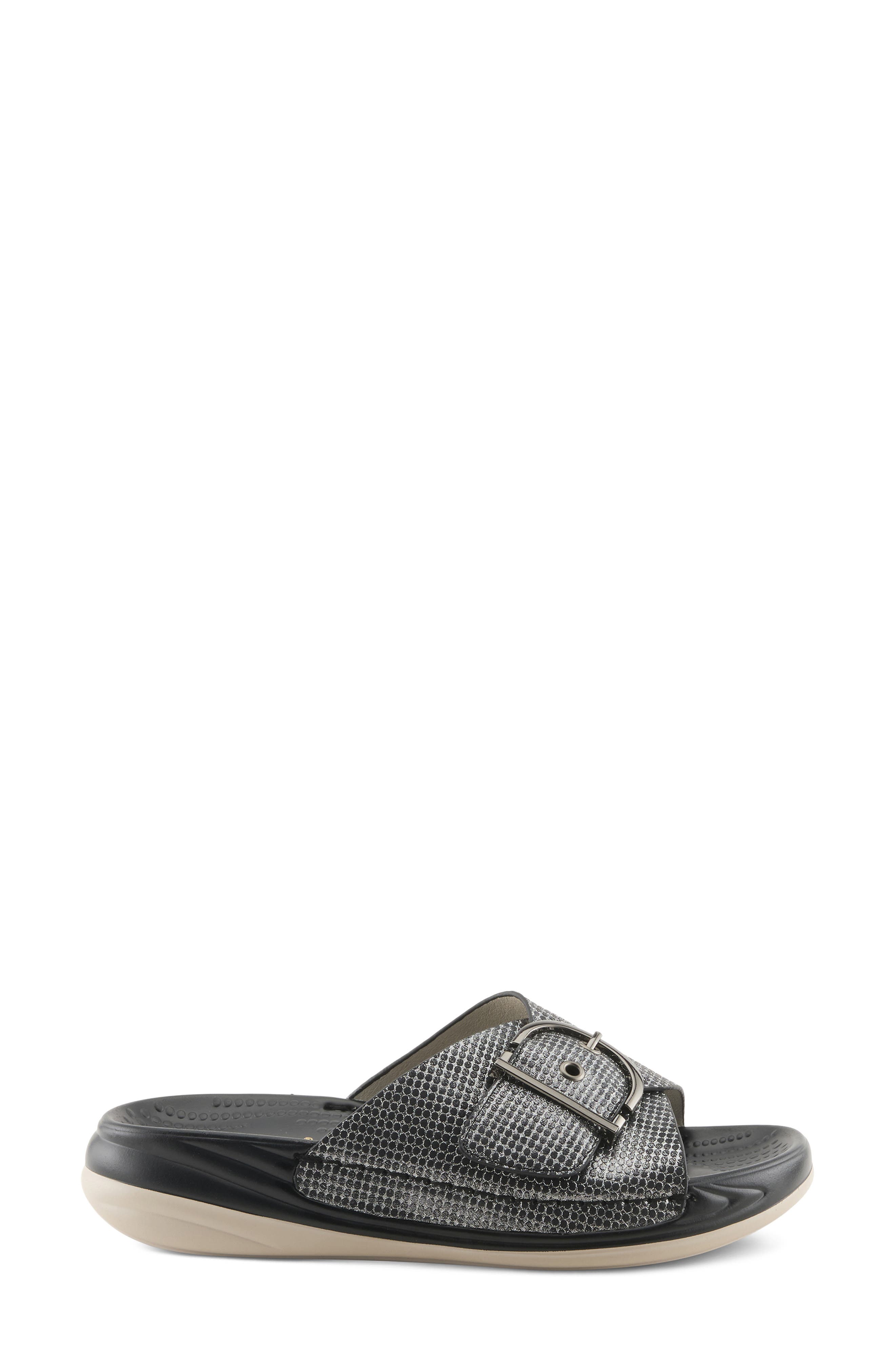 Flexus by Spring Step Brewer Slide Sandal, Alternate, color, Black Metallic