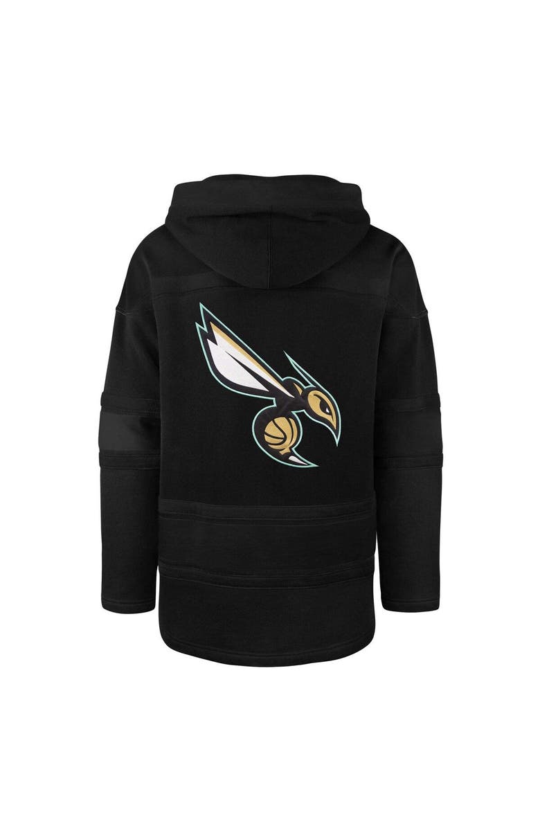 '47 Men's '47 Black Charlotte Hornets 2022/23 Pregame MVP Lacer Pullover Hoodie - City Edition, Alternate, color, 