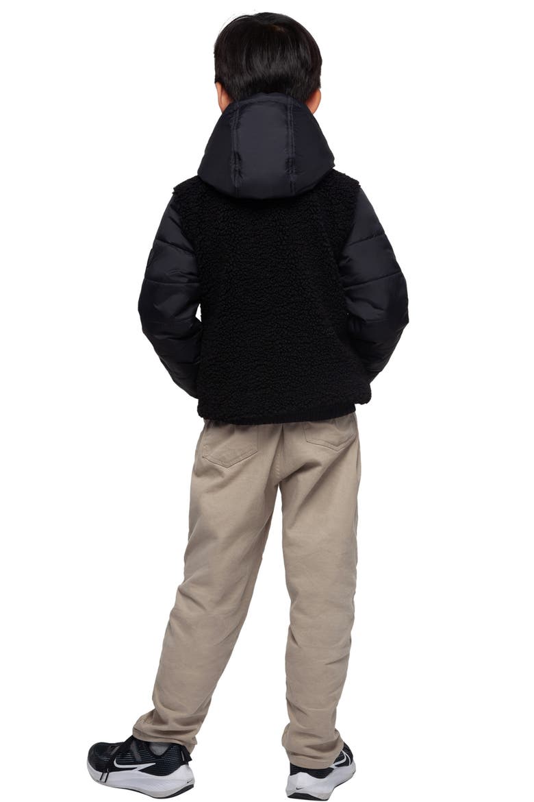 Kids' Hooded Fleece Hybrid Jacket, Alternate, color, Black