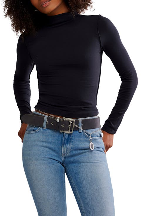 Kenzie Funnel Neck Stretch Cotton Top