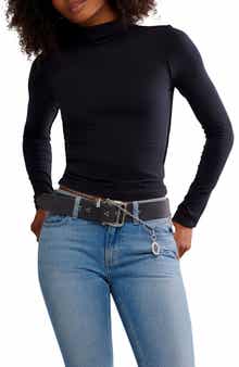 Free People Kenzie Funnel Neck Stretch Cotton Top