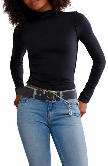 Free People Kenzie Funnel Neck Stretch Cotton Top