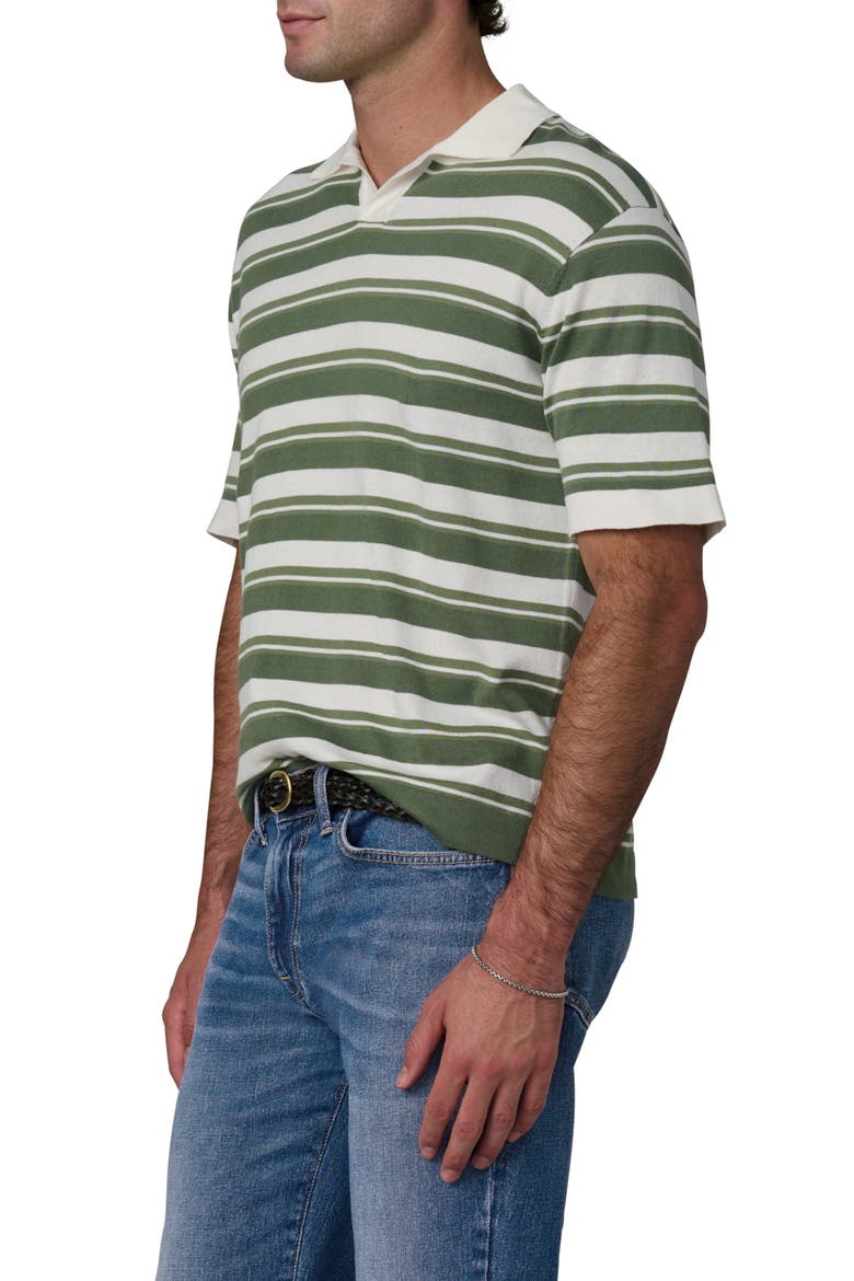 Club Stripe Johnny Collar Cotton Polo, Alternate, color, FATIGUE GREEN STRIPE