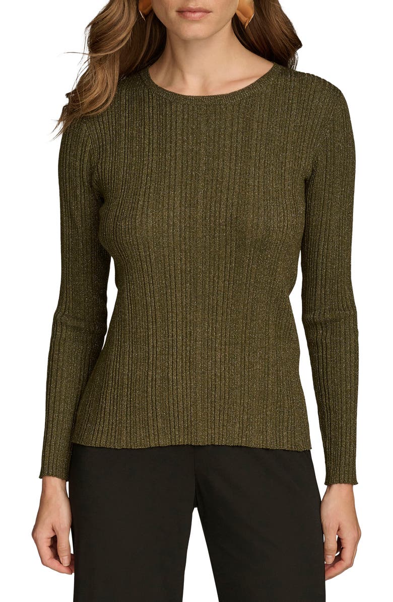 Donna Karan New York Metallic Variegated Rib Merino Wool Blend Sweater, Main, color, 
