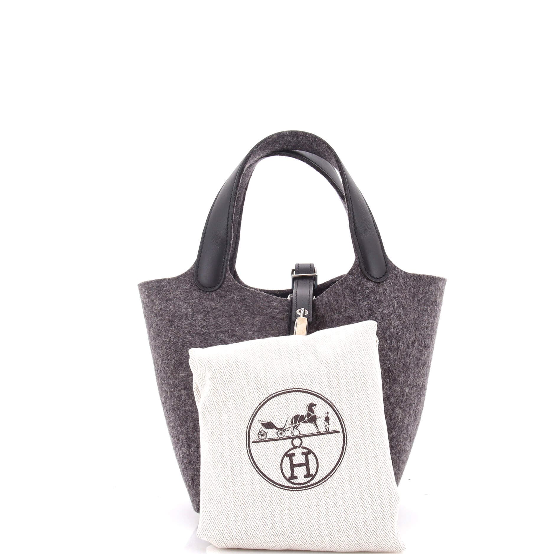 Pre-Owned Hermes Picotin Lock Bag Felt with Leather PM, Alternate, color, Gris Moyen