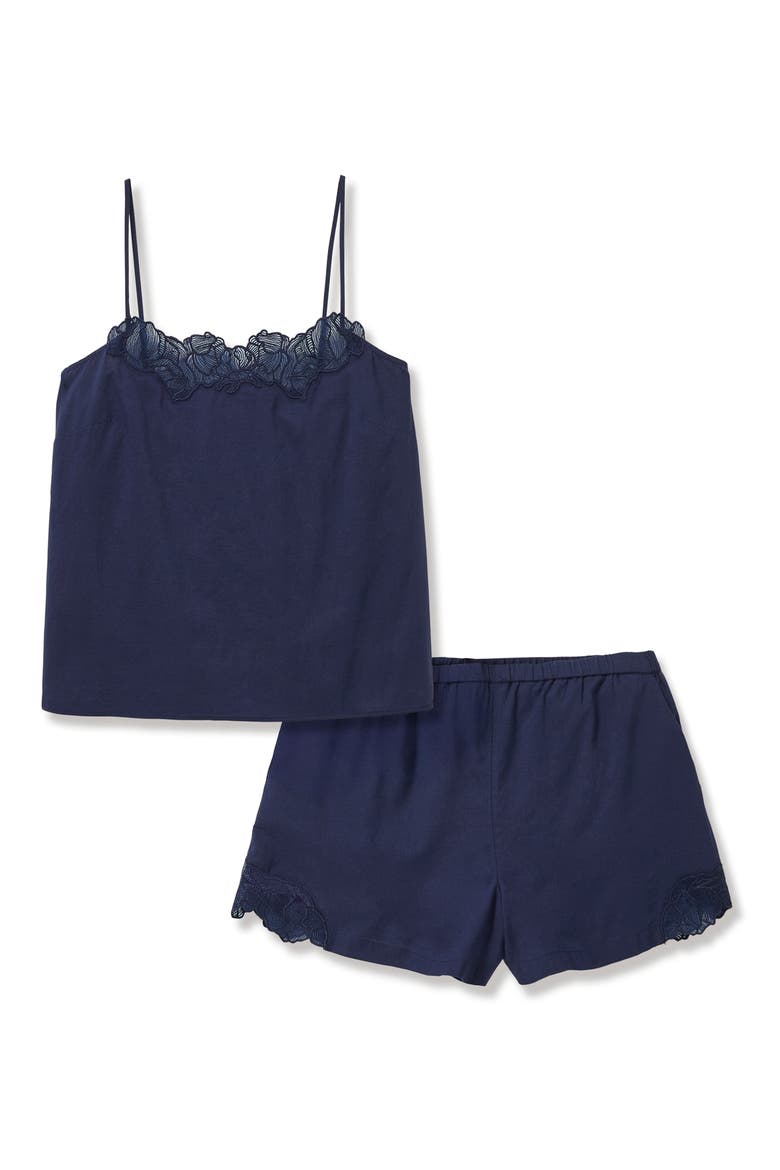 Fleur Cotton Voile Short Pajamas, Main, color, NAVY