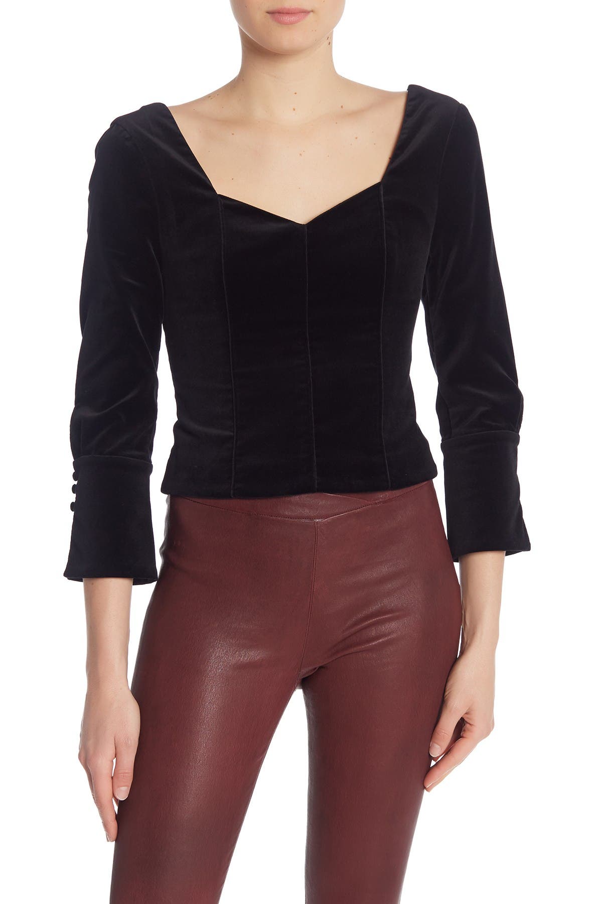 FRAME Sweetheart Velvet Front Zip Bustier | Nordstromrack