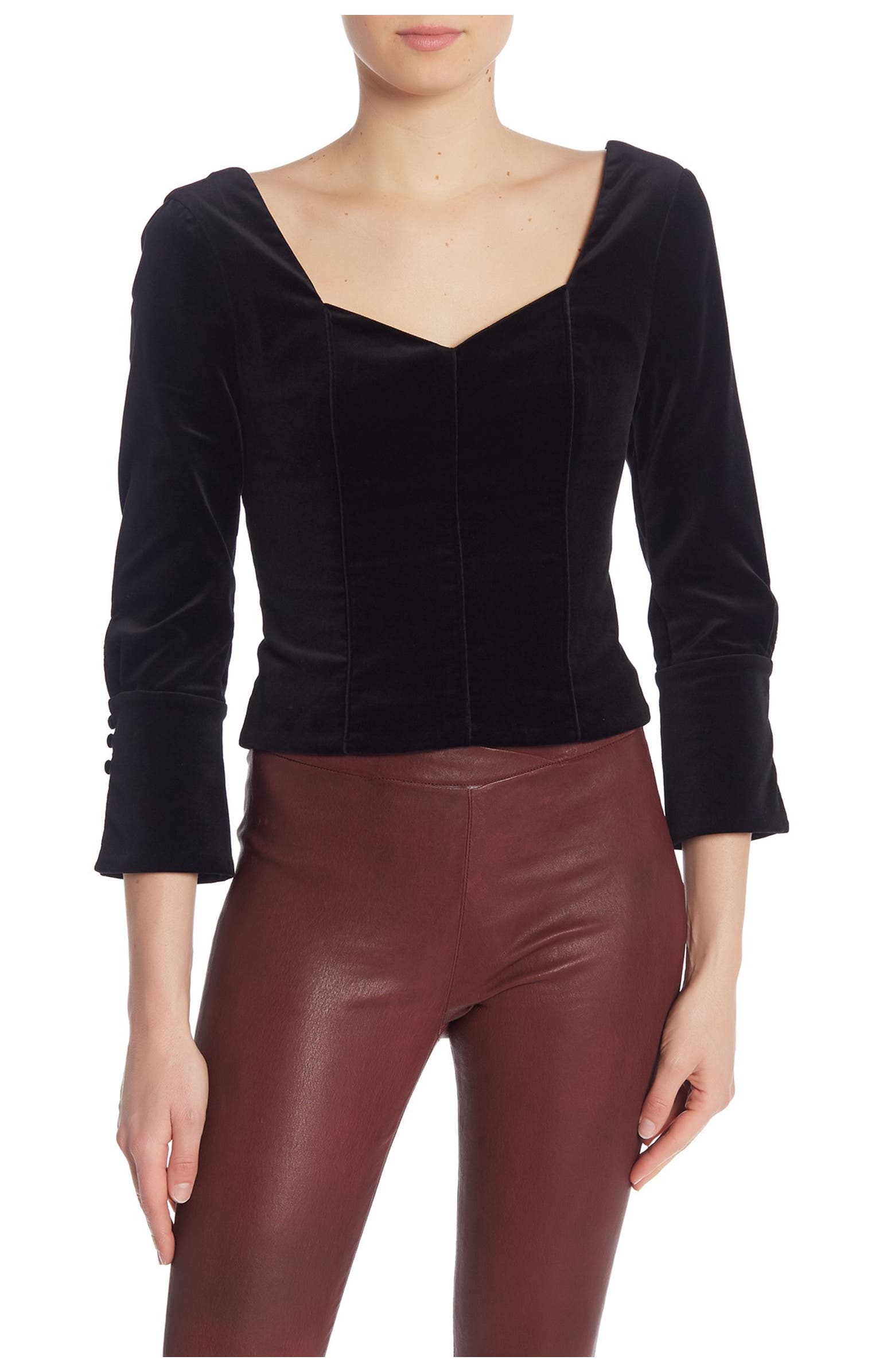FRAME Sweetheart Velvet Front Zip Bustier | Nordstromrack