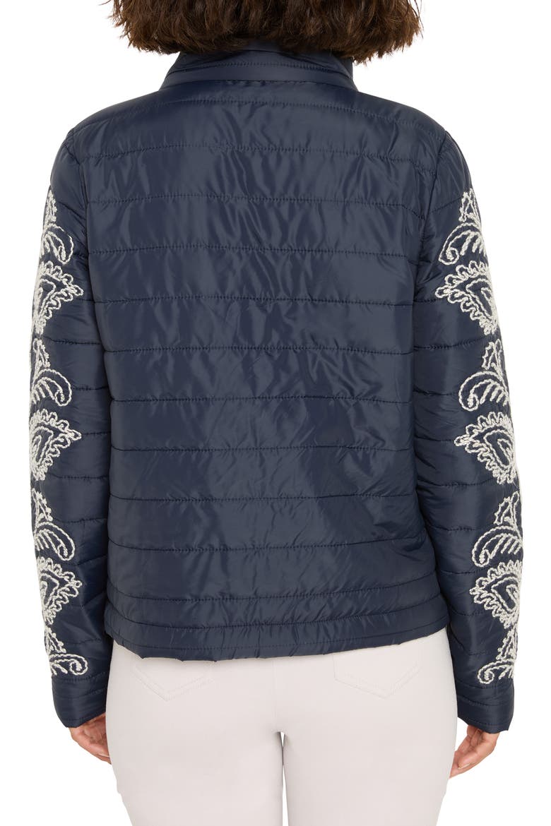 Embroidered Puffer Jacket, Alternate, color, INDIGO MULTI