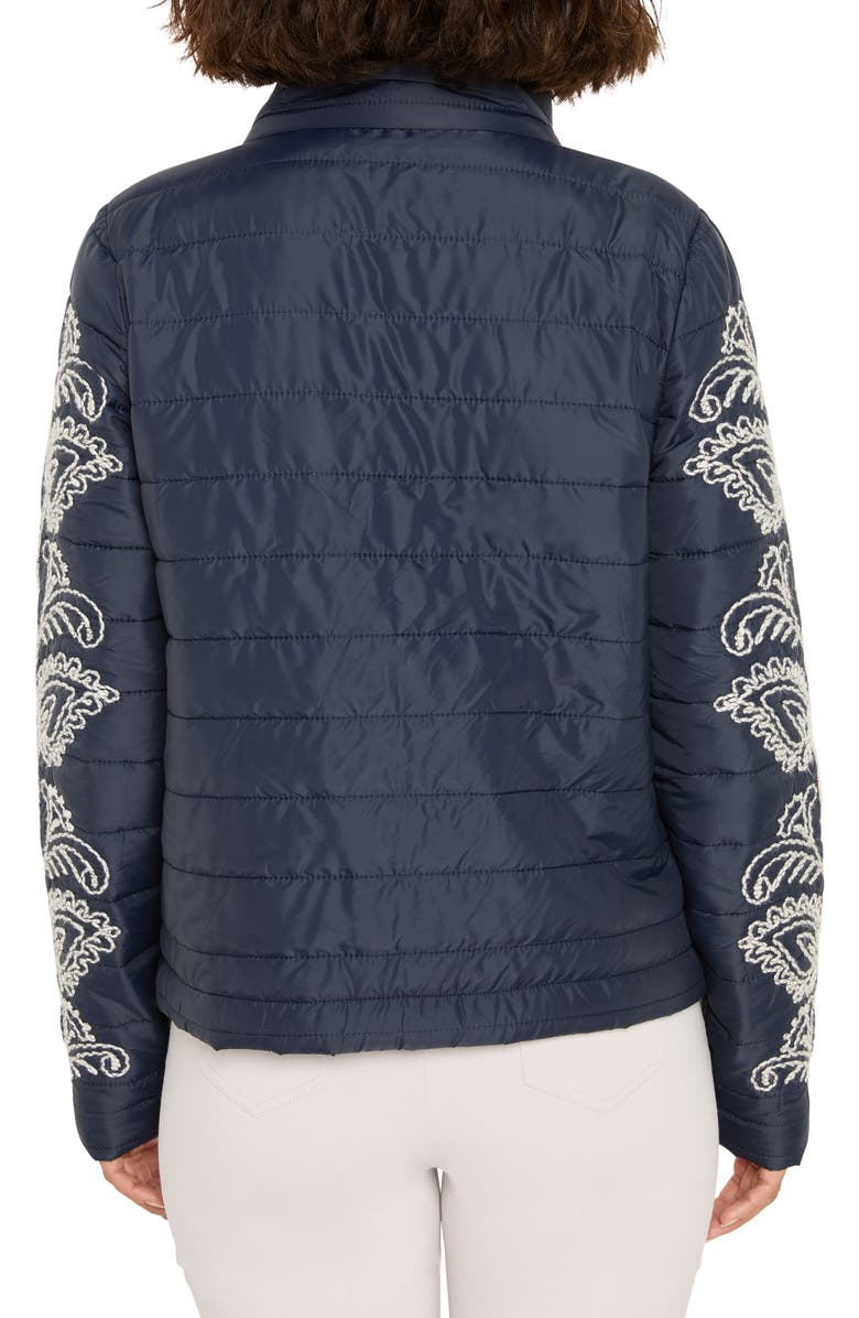 NIC+ZOE Embroidered Puffer Jacket, Alternate, color, Indigo Multi