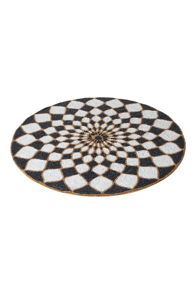 Victoria Beaded Placemat, Alternate, color, BLACK/ IVORY