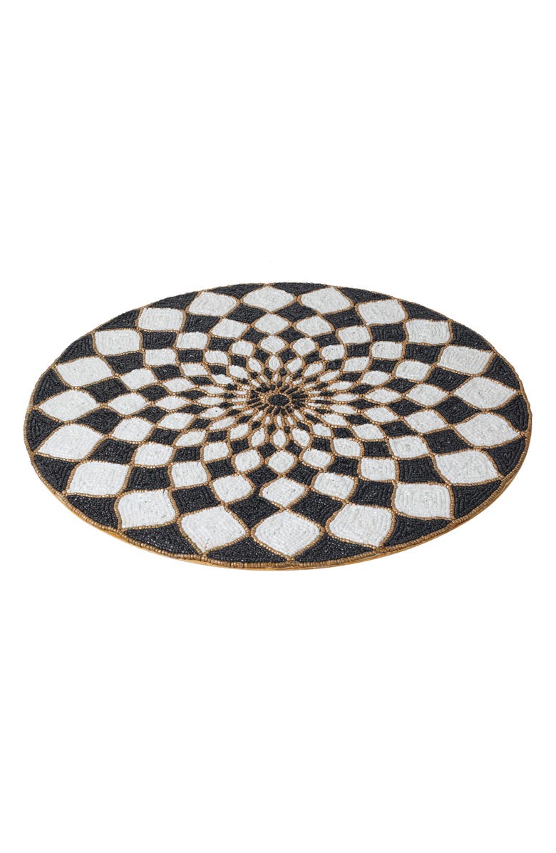 Tiramisu Victoria Beaded Placemat, Alternate, color, Black/ Ivory