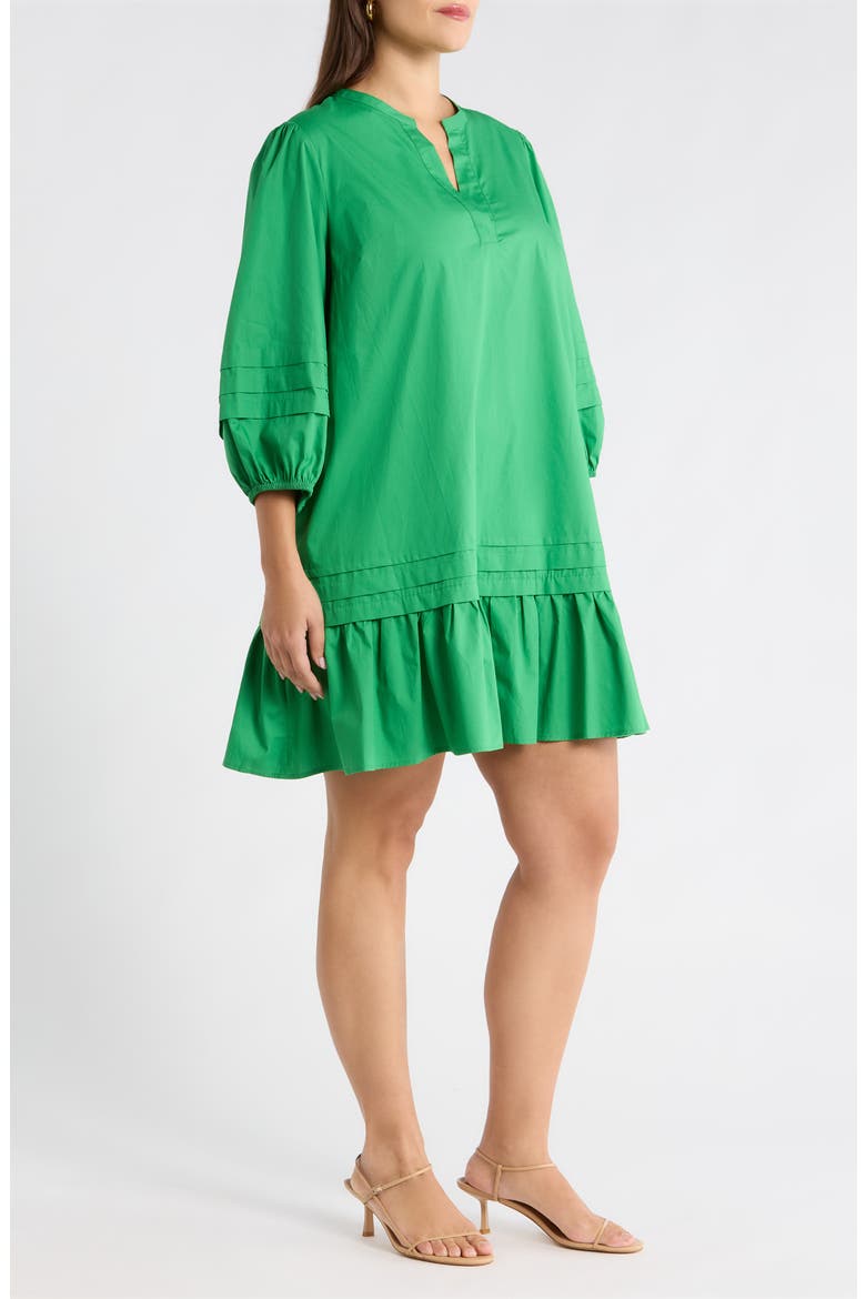 Velma Ruffle Cotton Shift Dress, Alternate, color, GREEN