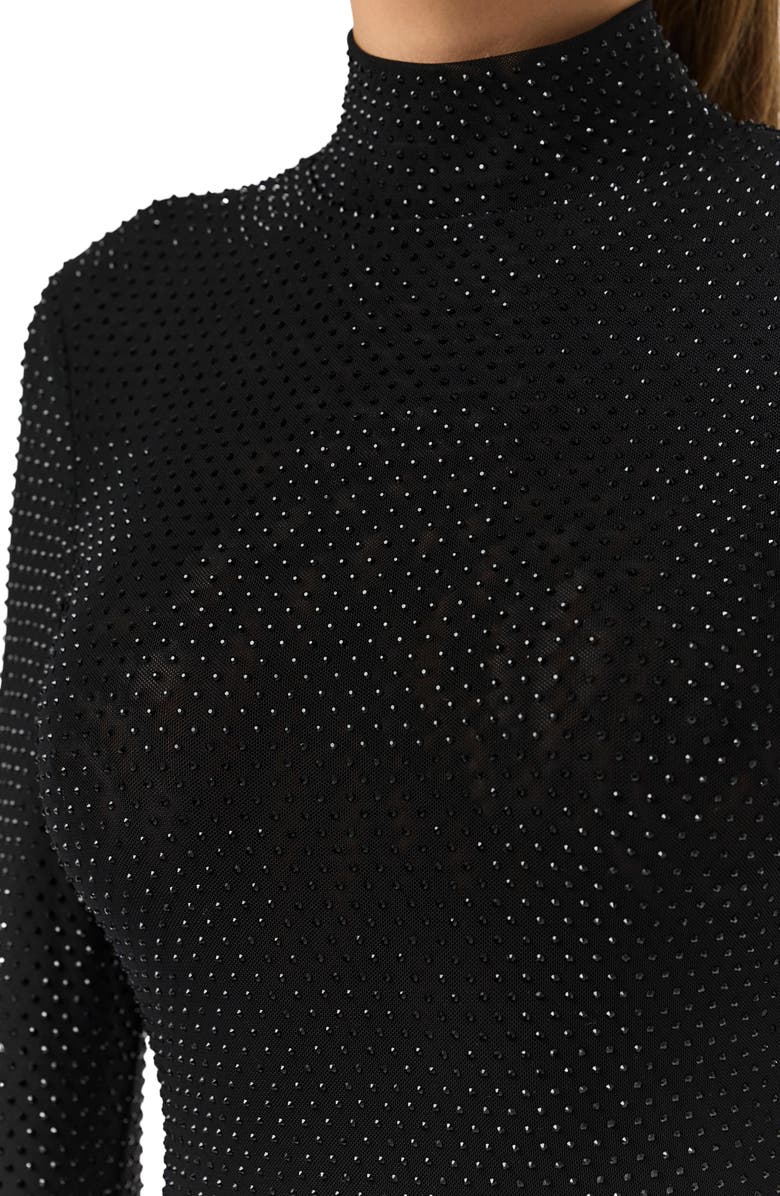 Naked Wardrobe Rhinestone Body-Con Romper, Alternate, color, Black