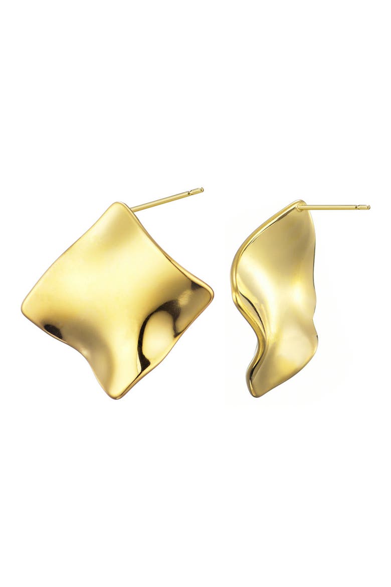 Molten Irregular Earrings, Alternate, color, GOLD