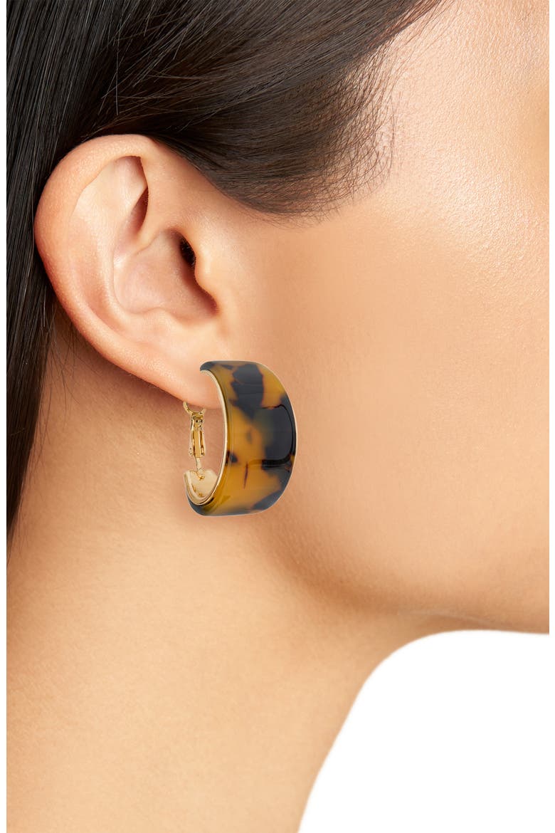 Set of 2 Resin Hoop Earrings, Alternate, color, BLACK-TORT