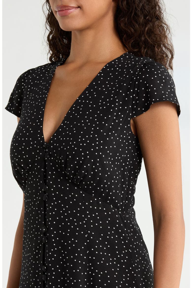 Avery Polka Dot Midi Dress, Alternate, color, BLACK