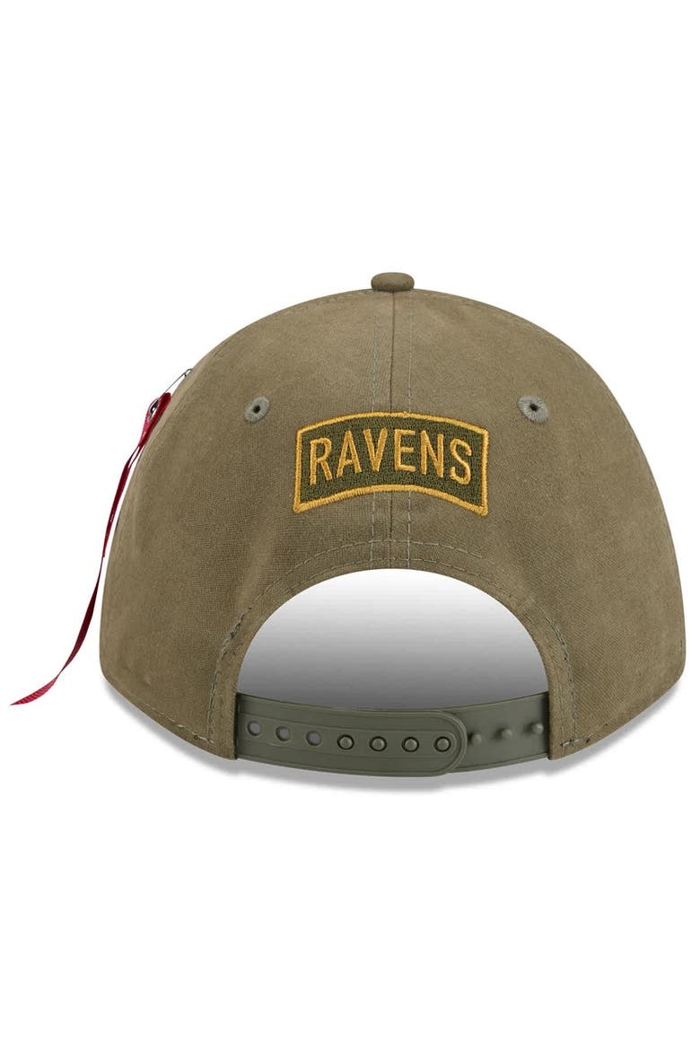 Men's New Era x Alpha Industries  Olive Baltimore Ravens A-Frame 9FORTY Adjustable Hat, Alternate, color, Olive