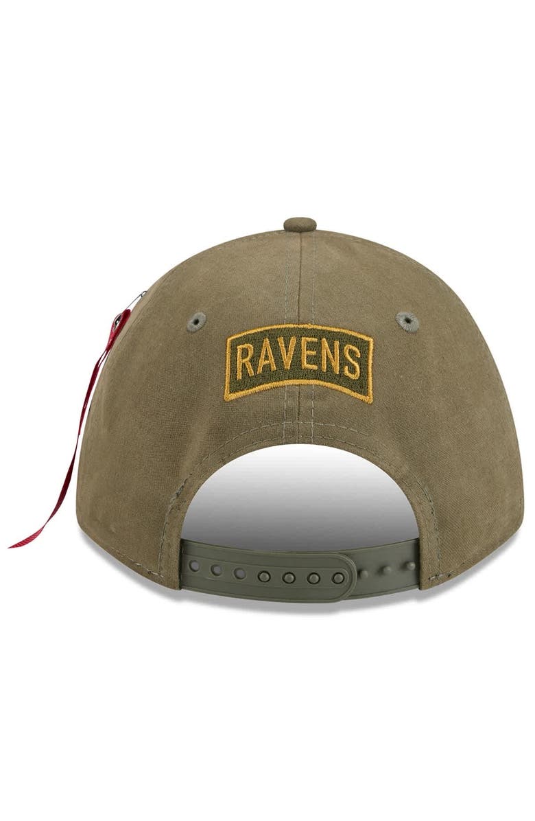 New Era x Alpha Industries Men's New Era x Alpha Industries  Olive Baltimore Ravens A-Frame 9FORTY Adjustable Hat, Alternate, color, Olive
