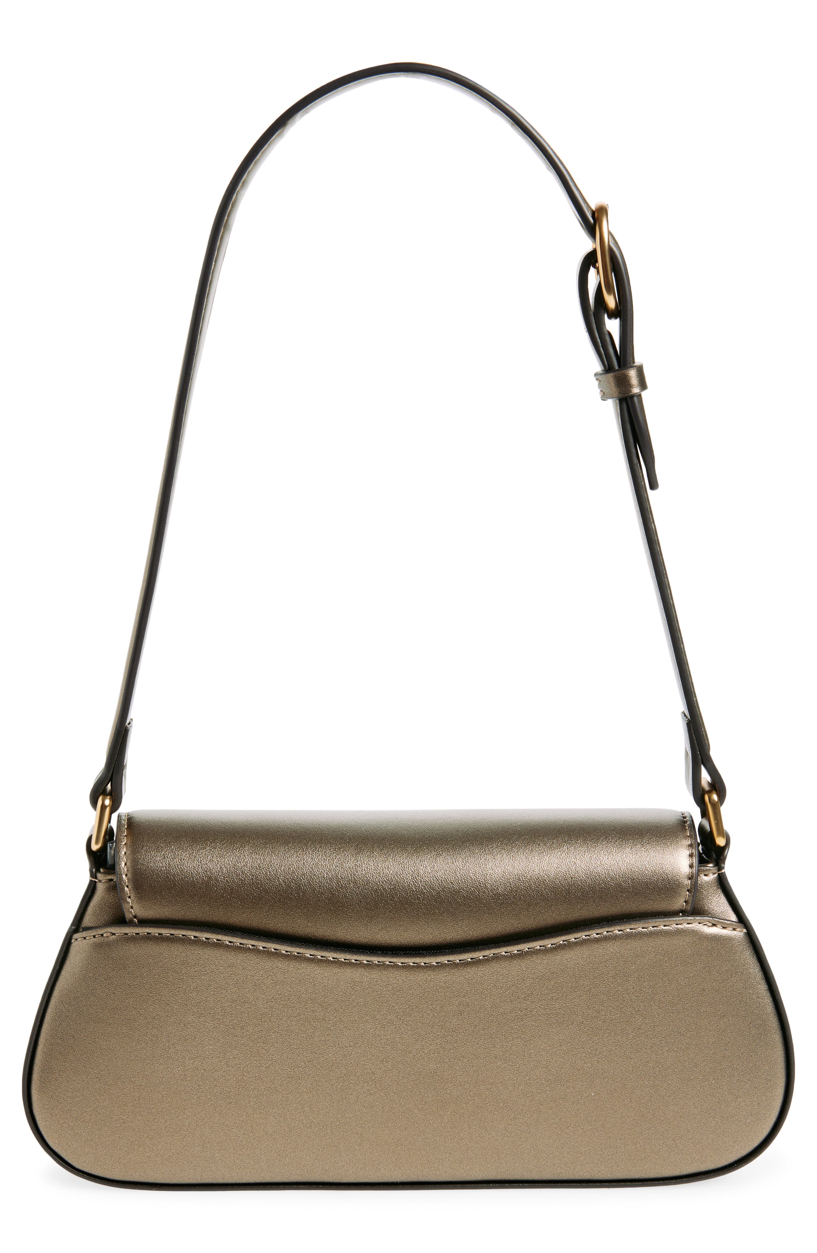 Small Loraine Faux Leather Shoulder Bag, Alternate, color, GUNMETAL