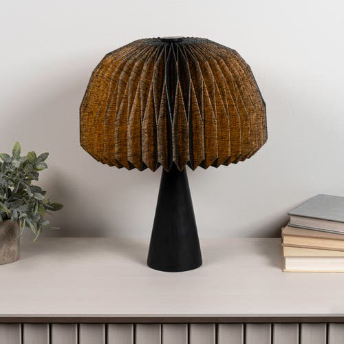 Jonathan Y Sylvie 16" Modern Minimalist Paper Pleated Shade Mushroom Accent Led Table Lamp In Black