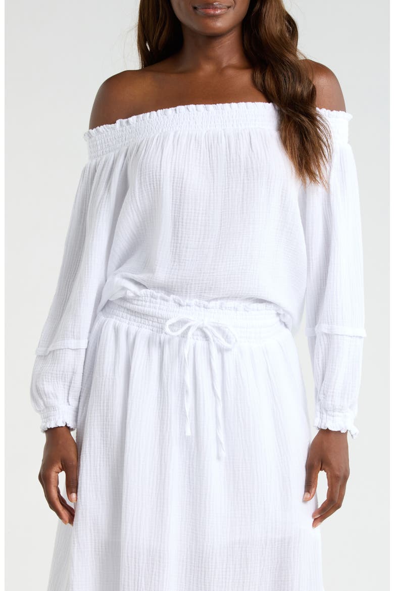 Adele Off the Shoulder Cotton Top, Main, color, WHITE