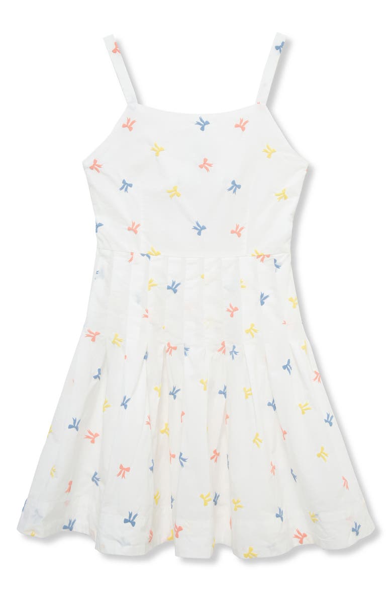 Truce Kids' Bow Print Open Back Cotton Sundress, Main, color, White