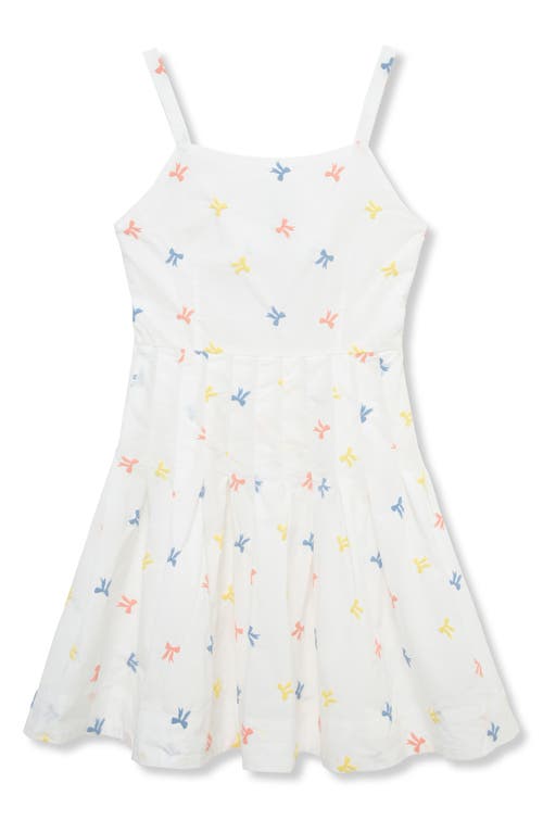 Truce Kids' Bow Print Open Back Cotton Sundress In White