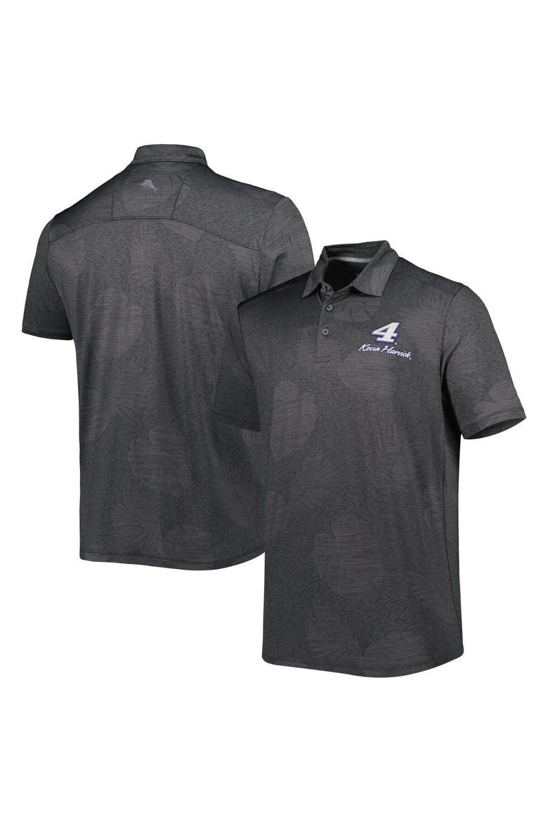 Men's Tommy Bahama Charcoal Kevin Harvick Palm Coast Delray Frond IslandZone Polo, Main, color, Charcoal
