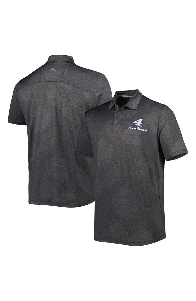 Tommy Bahama Men's Tommy Bahama Charcoal Kevin Harvick Palm Coast Delray Frond IslandZone Polo, Main, color, Charcoal